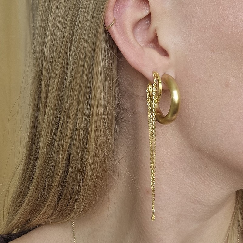 Jane Kønig - Orbis Chain Hoop i forgyldt sølv